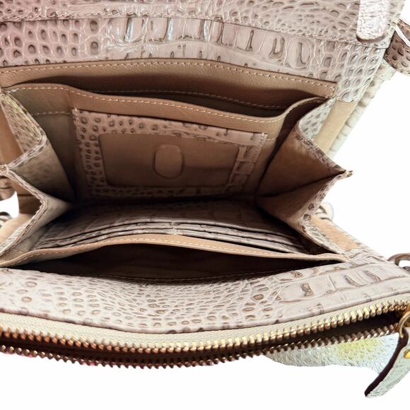 Brahmin Mojito Melbourne Croc Embossed Leather Crossbody Bag Beige and cream - Picture 9 of 9